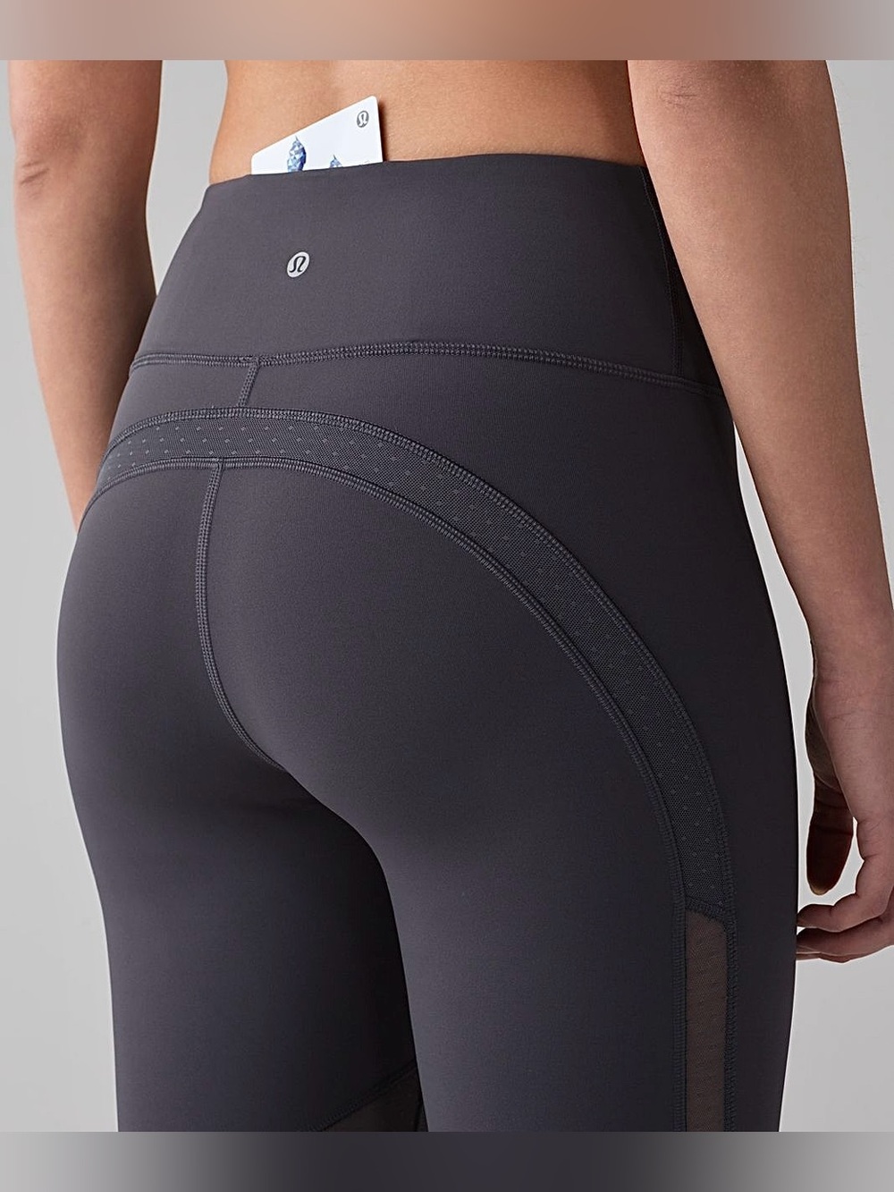Lululemon Leggings Revitalize Crop Mesh 21" Blue Tied Gray